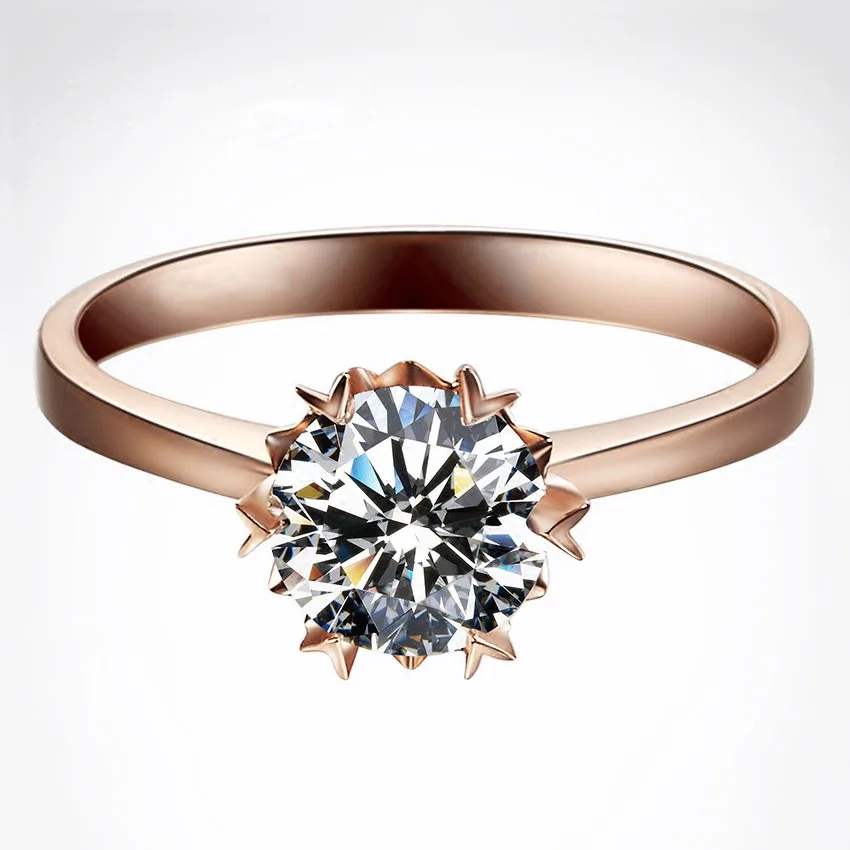 

14K Rose Gold 6 claws Snowflake Moissanite Ring VVS1 Round Cut 1ct 2ct 3ct Custom Made Engagement Anniversary Ring