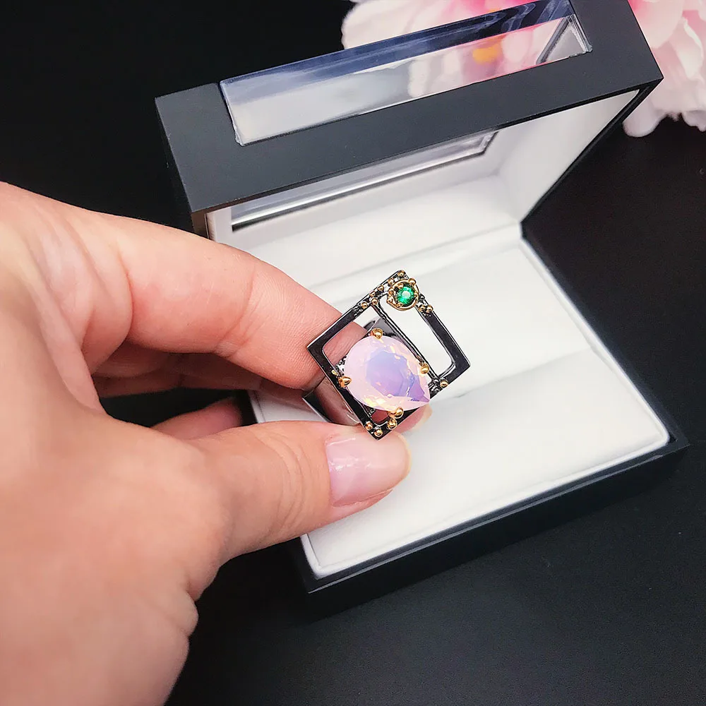 Teardrop pink stone ring (6)