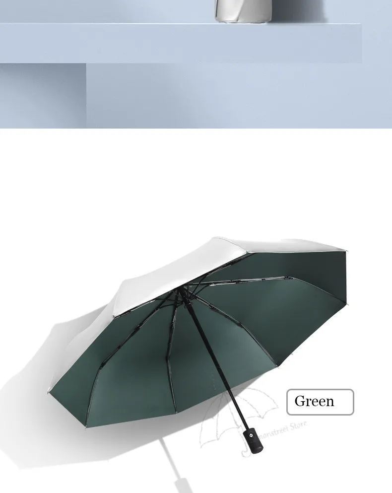 Зонт-автомат, антиуф, титановое, серебряное покрытие, зонт от солнца, Женский Зонт от дождя, 3 складных зонта, женский зонтик принцессы