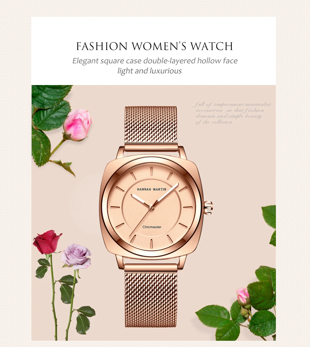 1 набор, браслет, новая современная мода, розовое золото, кварц, для девушек, для женщин, нержавеющая сталь, сетка, повседневные, квадратные наручные часы, подарок для женщин