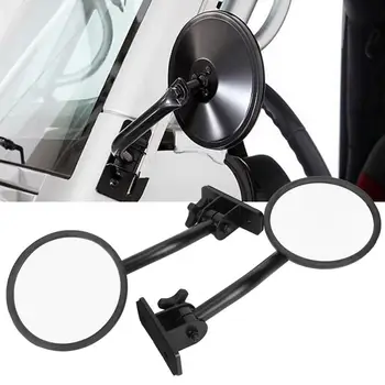 

Rounded Rearview Wing Mirror Assembly Modified Parts Fit for Jeep Wrangler TJ 1997 1998 1999 2000 2001 2002-2006 Metal + Glass