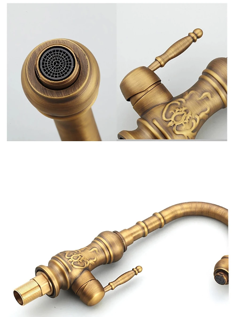Free Shipping Biggers Copper Antique / Black Kitchen Faucet Single Handle Cold And Hot Water Mixer Tap gold kitchen faucet