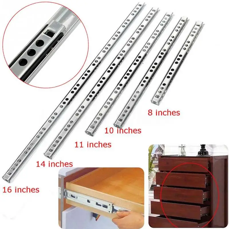 

Mini Drawer slide Ball Guide Two Sections 17mm Wide Steel Fold Drawer Steel Ball Rail Slide Furniture Hardware Fittings