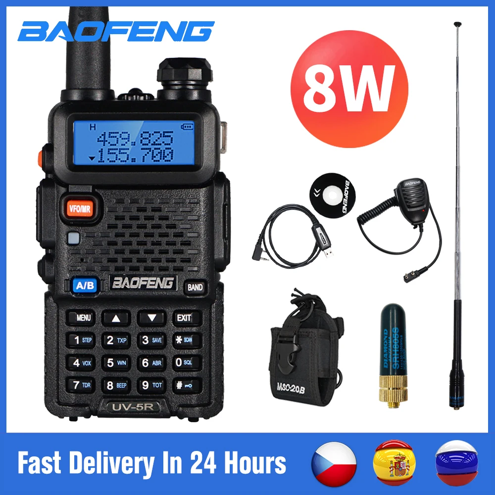 Baofeng-walkie-talkie UV 5R, Radio de dos vías, portátil, UV-5R, UV5R, 8W, Real, 10km