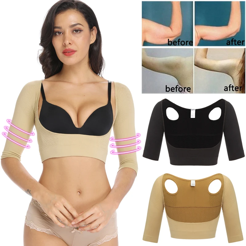 Upper Arm Shaper Humpback Posture Corrector Women Shoulder Slimmer Compression Shapewear Sleeves Body Shaper Back Support Tops yummie shapewear