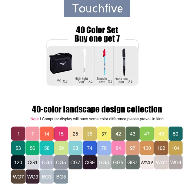 40 landscape design Touchfive маркер 30/40/60/80 Цвета набор маркеров для живописи жирной на спиртовой основе эскиз Маркеры Ручка для художника для рисования манга анимация - Цвет: 40 landscape design
