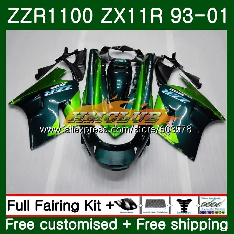 ZX11 для KAWASAKI NINJA ZX-11R 1100 ZX11R 93 94 95 96 97 29CL. 13 ZZR1100 ZX 11R 1993 1994 1995 1996 1997 Обтекатели Горячее предложение зеленый