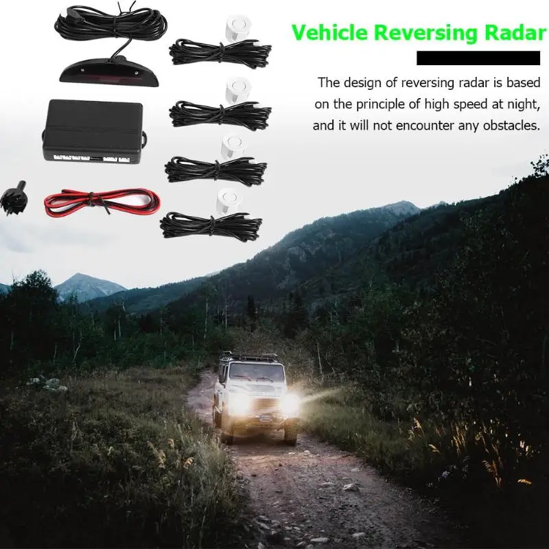 Парковочный датчик, автомобильный парковочный комплект, светодиодный дисплей, 4 датчика s 22 мм, подсветка заднего хода, резервный радар, монитор, система 12 В, 7 цветов