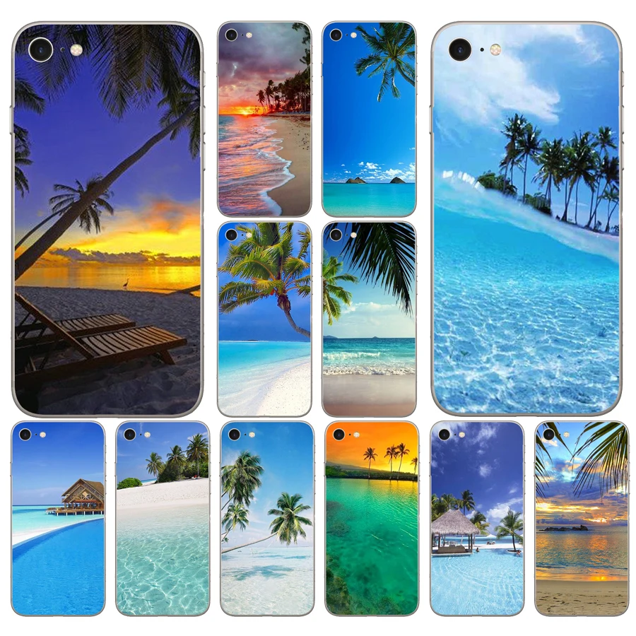 235DD Мягкий силиконовый чехол с изображением летней пляжной сцены на закате море