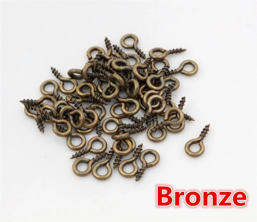 Bronze 100 шт./лот, маленькие Мини-шпильки для глаз, крючки, люверсы с резьбой, серебряные застежки, крючки, аксессуары для изготовления ювелирных изделий своими руками - Цвет: Bronze