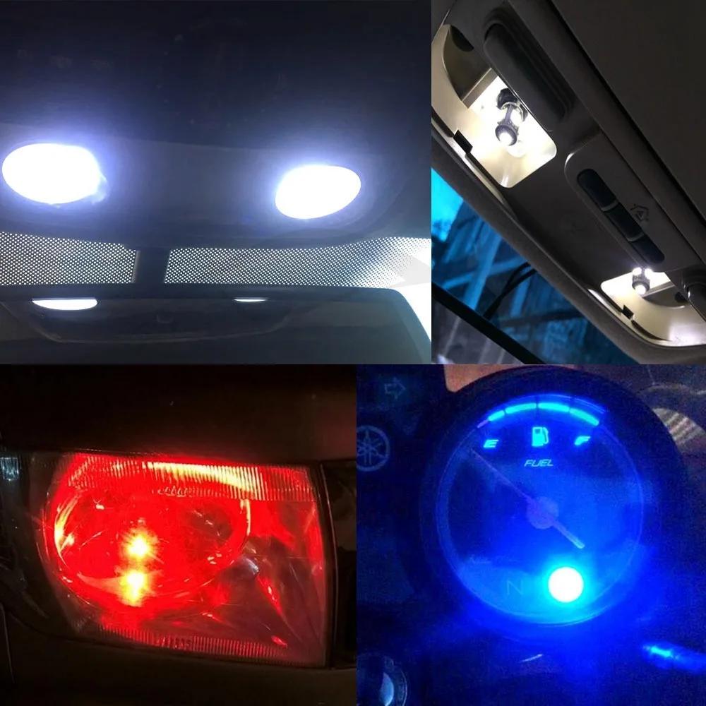 Hviero White Red Blue Pink Yellow Green T10 W5W Wedge 5SMD 5050 Car LED Light Bulbs 2825 158 192 168 194 193 Backup Bulb Lamp DC 12V