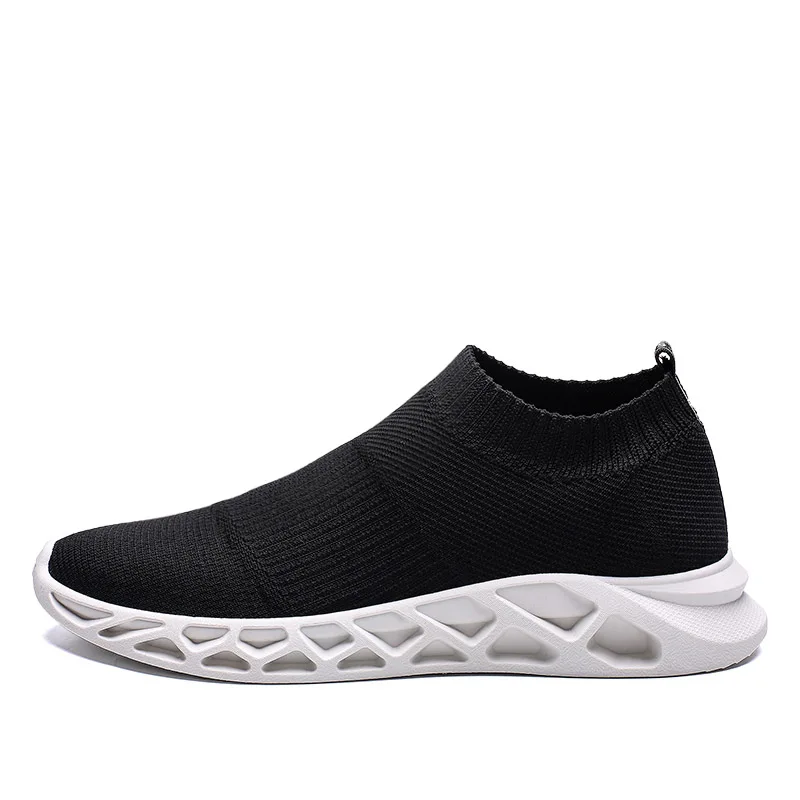 Breathable Sport Athletic Running Shoes for Men Breathable Stretch Socks Sneakers Men Super Light Outdoors Jogging Trainers - Цвет: 7701 black-white