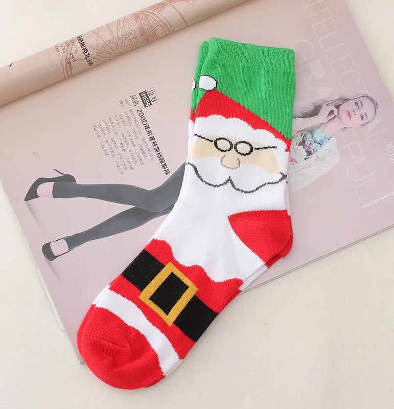 Рождественский подарок, новинка, Осень-зима, год, Санта Клаус, Рождество, с изображением снежного лося, подарочные носки, длинные носки, хлопковые носки для мужчин и женщин, Прямая поставка 107
