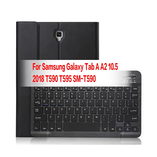 Black Bluetooth клавиатура чехол для Samsung Galaxy Tab A 10,5 SM-T590/T595/T597 планшет, съемная Bluetooth беспроводная клавиатура-Чехол - Цвет: Black