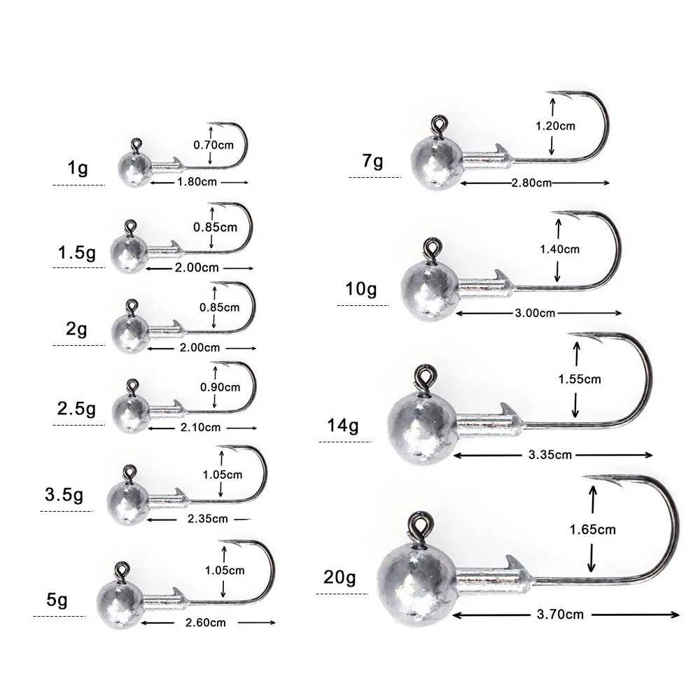 5 шт./лот Вольфрамовая приманка 1 г/2 г/5 г/7 г/14 г/20 г круглая свинцовая головка джиг карбоновые рыболовные крючки джиг крючок для бас червя джиг шаткая головка