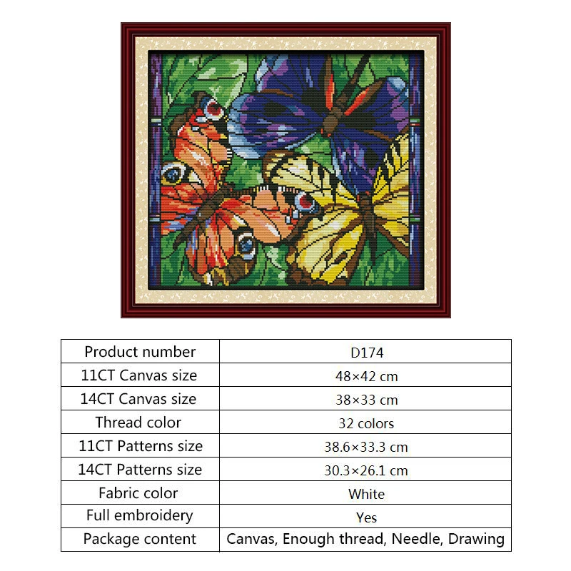 Красочные бабочки Китайская вышивка крестом животные 14ct 11ct Сделай Сам Рукоделие напечатанная на холсте счетная ткань ручной работы
