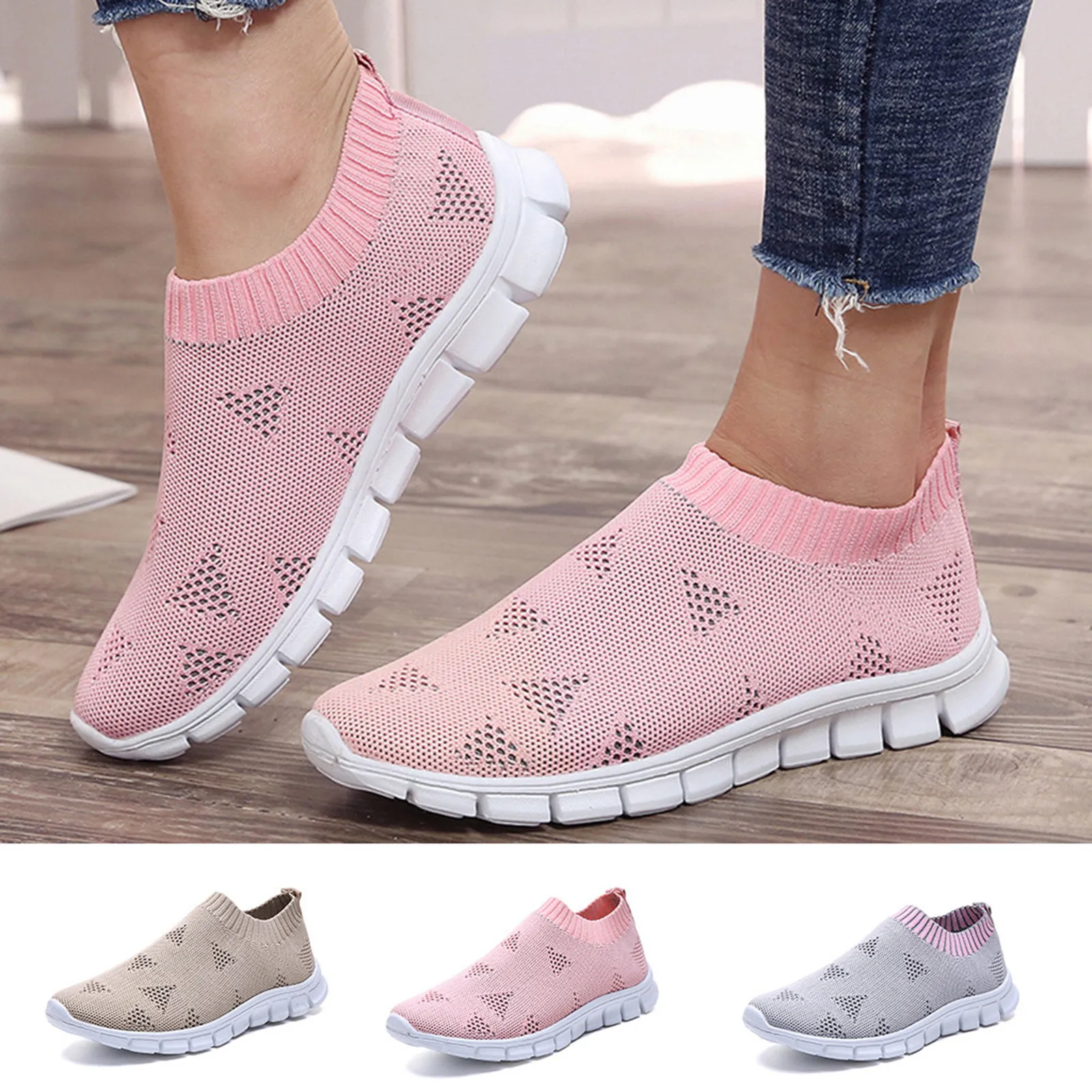 Womens Ladies Breathable Trainers Running Sneakers Casual Mesh Sports Gym Shoes