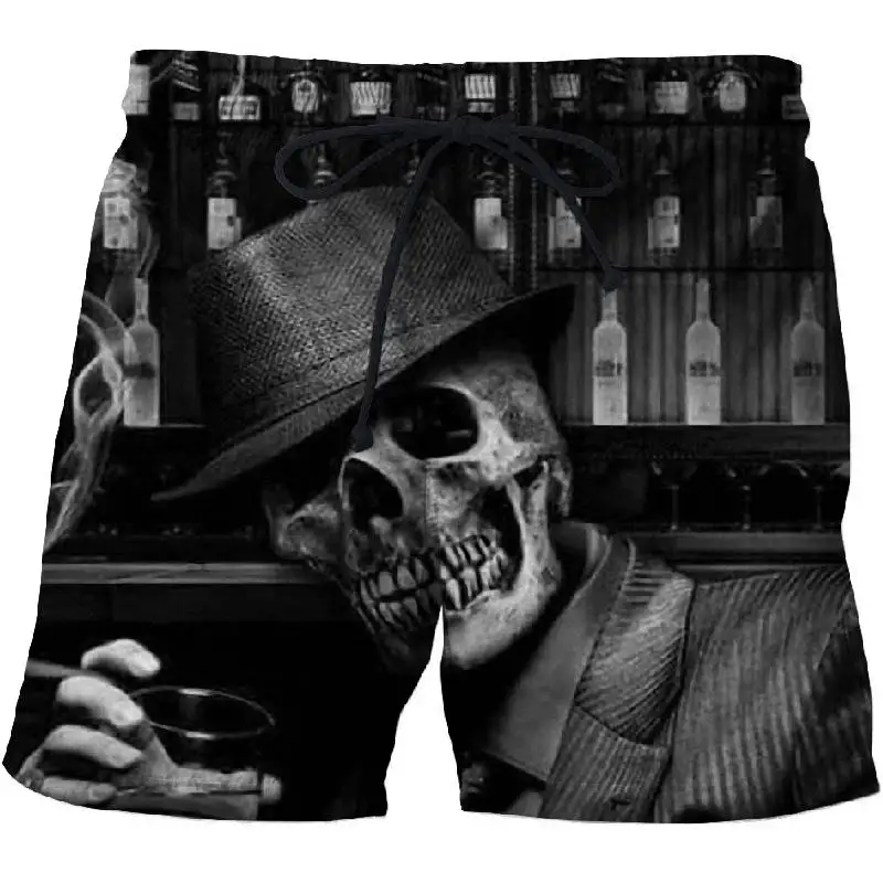 Покер с черепами 3D печатных пляжные шорты Masculino Мужские штаны пляжные шорты с рисунком Аниме Короткие Plage быстросохнущие брюки уличная одежда