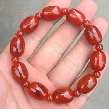 

Joli de perles de mala rouge Nan Hong bracelet calcédoine amulette de pierres précieuses parure