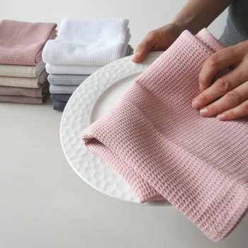 

4PCS/6PCS Waffle Lattice Tea Towels Table Cloth Napkin 45*65cm Home Party Kitchen Dishes Napkins Decorative White Cotton Towels