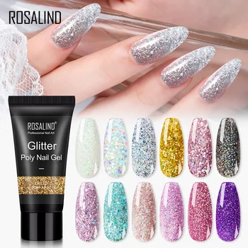 

ROSALIND Shiny Glitter Poly Extension Nail Gel Nails Art Design Semi Permanent UV Gel Builder All For Manicure Poly Nail Gel