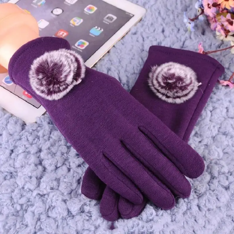 Новые Дизайнерские однотонные Зимние перчатки для женщин толстые теплые уличные Перчатки Варежки женские плюс бархатные рукавички оптом - Цвет: 4