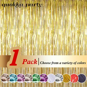 

1/2/3M Rose Gold Photo Booth Backdrop Curtain Metallic Foil Tinsel Fringe Curtains Birthday Party Wedding Decoration Photo Props