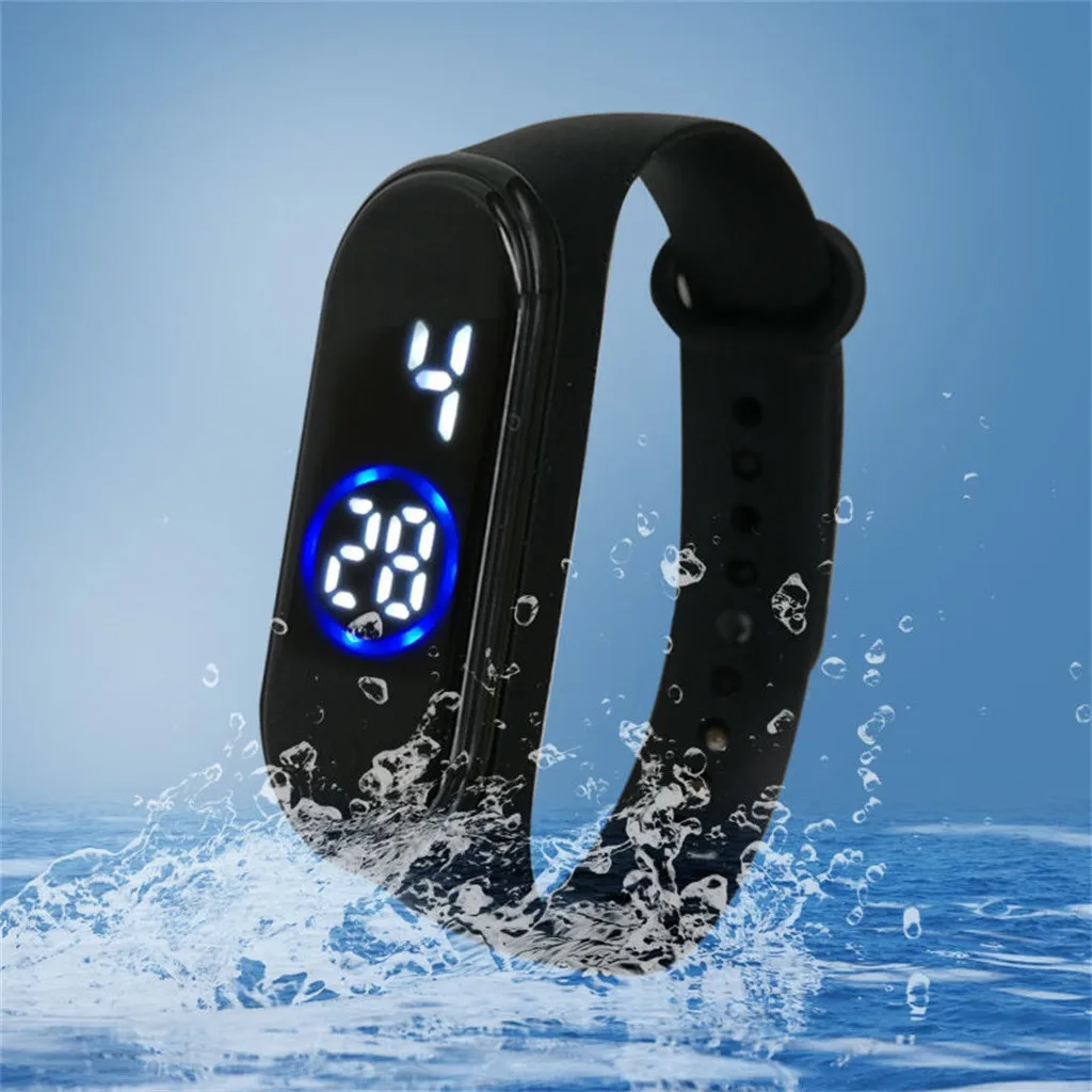 Часы Reloj мужские водонепроницаемые черные модные 50 м цифровые светодиодные