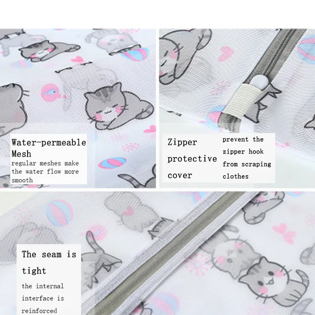 Aranyos Nyomtatott Mosó Táska Háztartási Ruhák Védelme Szép Rajzfilmmosó Nettó Táskák Gépen - Image 2