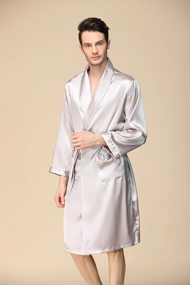 Luxury Designer Men's Silk Kimono Robe Plus 5XL Long Sleeve Sleepwear Bathrobe Oversized Satin Nightgown Summer Home Clothing red and black pajama pants