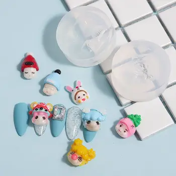 

5Pcs Handmade 3D Beanies Sleepy Doll Silicone Mold Mini Resin Carving Mold Nail Art Templates Jewelry Making Tools