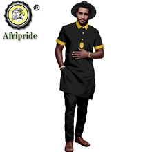 

African Clothes for Men Short Sleeve Blouse and Pants 2 Piece Set Dashiki Outfits Bazin Riche ShirtsTribal Tracksuit S2116017