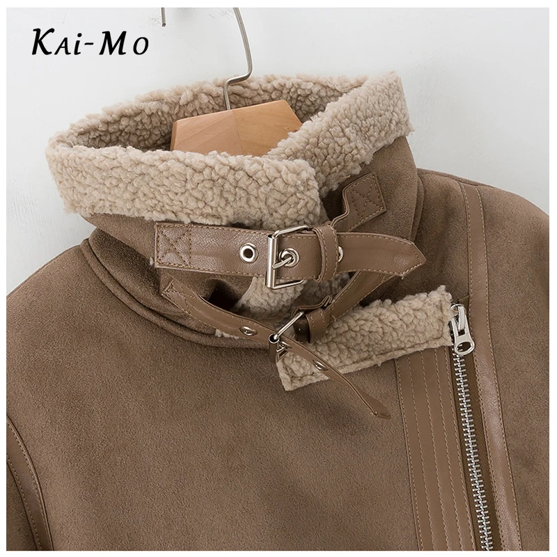 KAI-MO Women Loose Jackets Punk Winter Jackets Unisex Lambs wool Soft Material Clothing Warm Coats