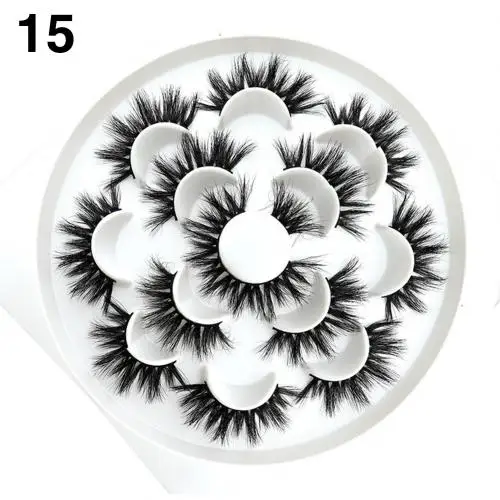 Горячие 7 пар натуральные 5D ручной работы Искусственные ресницы из меха норки кудрявые густые ресницы расширение - Длина: 15