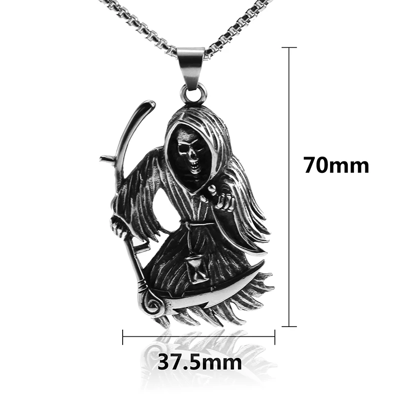 Sickle Death Head Ювелирные изделия из нержавеющей стали в стиле панк, готика, Ретро панк, подвеска в виде скелета, ожерелье со жнецом смерти для мужчин, лучшие подарки, колье - Окраска металла: Sickle Death Head