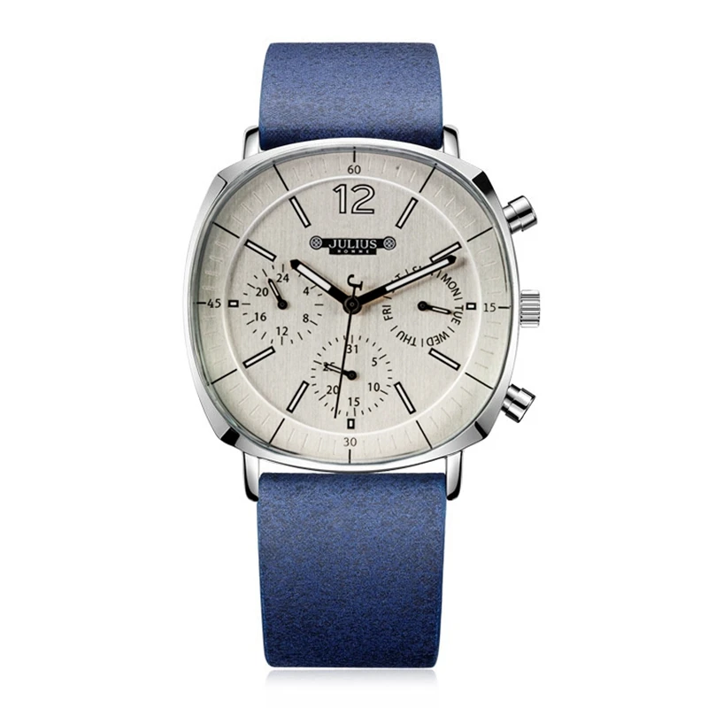 

Men's Sport Watch Man Leather Strap Quartz Watches Male Real Three Circles Clock Big Dial Business Fashion Wristwatch Luxury New