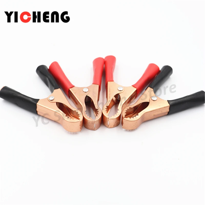 Car battery fire clips High current alligator clips Large emergency battery Wire 50A 2Pcs red 2Pcs black 80MM alligator clips test clip test hooks clips