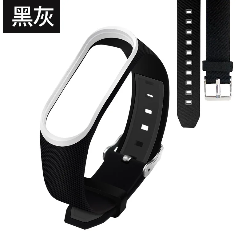 Мягкий mi Band 3 4 ремешок на запястье для Xiaomi mi band 3 4 силиконовый mi band 3 4 аксессуары pulsera correa mi 3 замена - Цвет ремешка: black gray