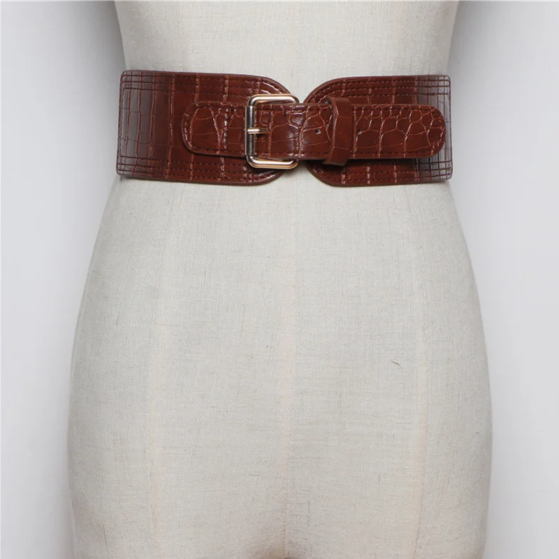 Большой размер, ремень, дизайнерский, модный, широкий эластичный пояс для женщин, кожа, ceinture femme, пояс-корсет, большой пояс, широкие пояса - Цвет: coffee belt