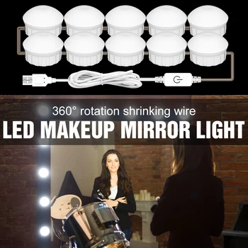 

LED Makeup Mirror Bulb Usb Hollywood Cosmetic Light 12V Dressing Vanity Lamp 2 6 10 14 Bulbs LED Dimmable Bathroom Wall Lights