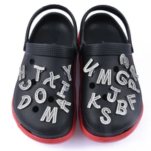 New Arrival  Luxurious DiamondsLetter Croc Shoe Charms Bling Metal Alphabet Shoe Decorations High Quality Devil Eyes Accessories