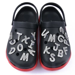 New Arrival  Luxurious DiamondsLetter Croc Shoe Charms Bling Metal Alphabet Shoe Decorations High Quality Devil Eyes Accessories