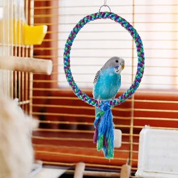 

2pcs Parrot Bird Toys Swings-Round and Triple-cornered Ring Swing Perch Cage Swing Toy Ropes for Small & Medium Birds