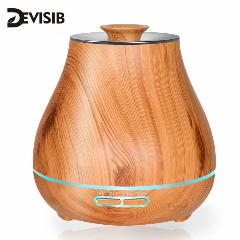 

FEA 400ml Essential Oil Diffuser Wood Grain With Chroming Top Ultrasonic Aroma Cool Mist Humidifier for Office Bedroom Baby Room