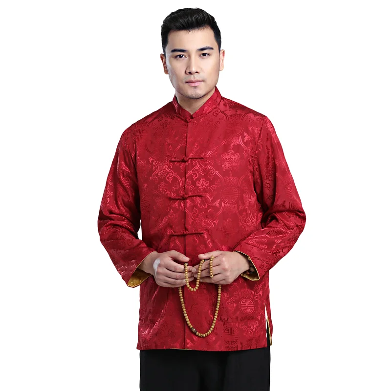 Men Long Sleeve Print Shirt Chinese Traditional Kungfu Shirts Spring Summer Double Face Male Clothing Size M L XL 2XL 3XL | Мужская