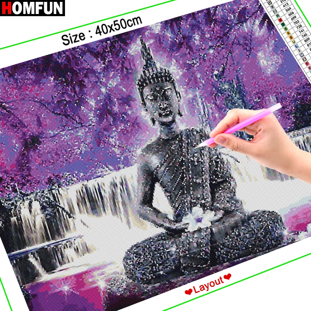 HOMFUN Diy 5d Diamond Painting "Religious buddha" Cross Stitch Square Round Diamond Embroidery Handwork Rhinestone Art A30013 diamond painting diamond painting accessories