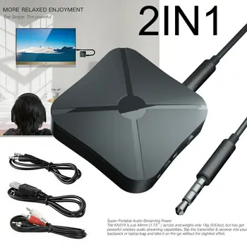 

2 In 1 Wireless Bluetooth 4.2 Audio Transmitter Receiver HIFI Music/Adapter RCA 3.5mm Aux Cable Up To 10m / 33ft