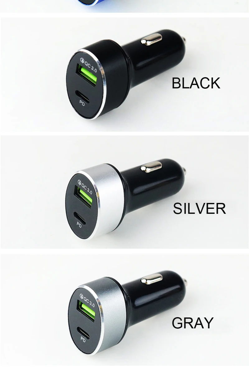 Машинная Зажигалка для сигарет Зарядное устройство 12 v-24 v Quick Charge QC3.0 Быстрая зарядка PD Тип C Порты и разъёмы Авто USB 3.0A для мобильного телефона MP3 gps DVR