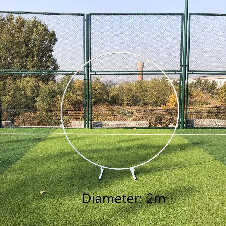Diameter 2m Свадебные для праздника вечерние круглый из кованого железа кольцо АРКА двери искусственный шелк ряд цветов стенд настенная полка Рождественское украшение - Цвет: Diameter 2m