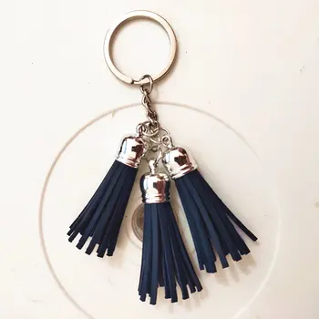 

19Style Silver 3 Leather Tassel Key Chain Morning Glory Key Chain Car Key Ring Women Arts Crafts Bag Charming Pendant Key Holder